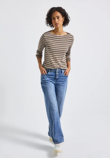 Gestreiftes Basic Shirt silk brown