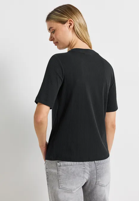 T-Shirt mit Rippstruktur Black