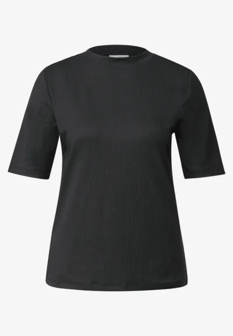 T-Shirt mit Rippstruktur Black