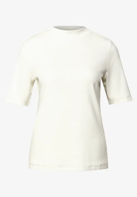 T-Shirt mit Rippstruktur off white