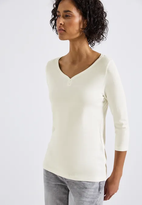 Basic Shirt mit Knopfdetail off white
