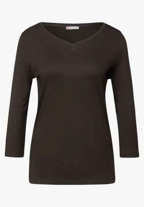 Basic Shirt mit Knopfdetail deep roast brown