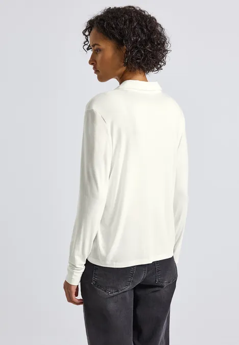 Jersey-Shirt im Blusen-Look off white
