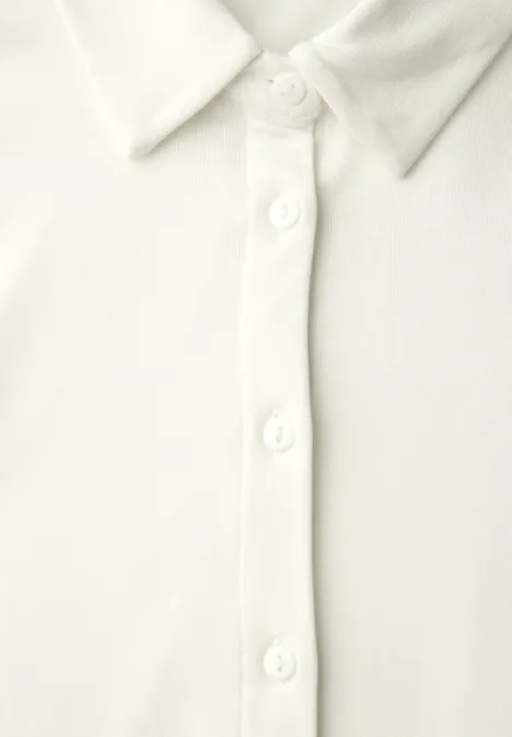 Jersey-Shirt im Blusen-Look off white