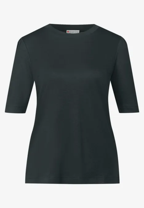 Basic Shirt met rimpels evernight green