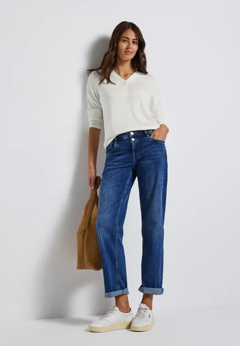 V-Neck Jersey-Shirt off white
