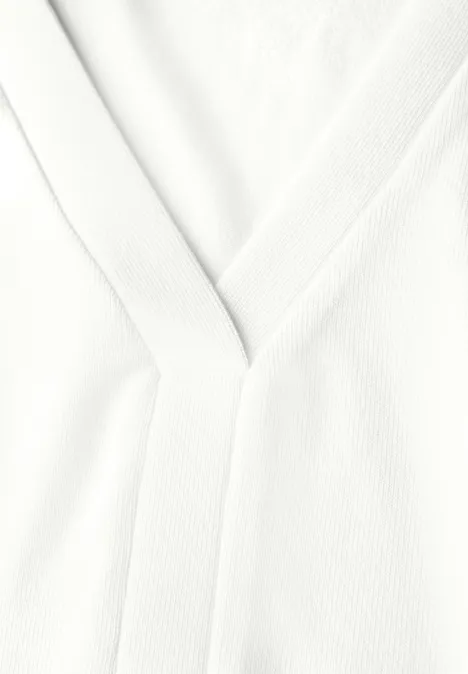 V-Neck Jersey-Shirt off white