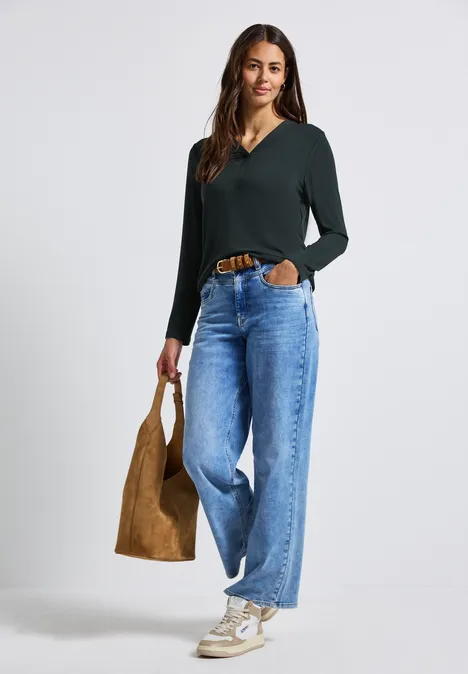 V-Neck Jersey-Shirt evernight green