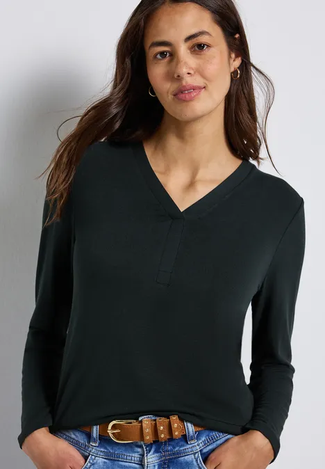 V-Neck Jersey-Shirt evernight green V-Neck Jersey-Shirt evernight green