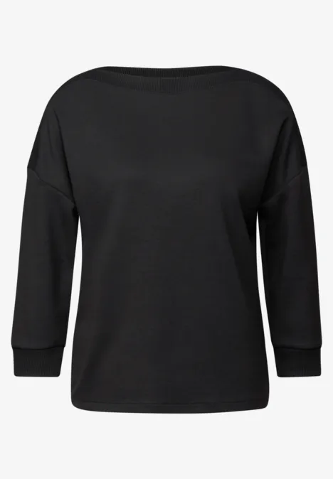 Shirt mit U-Boot-Ausschnitt Black