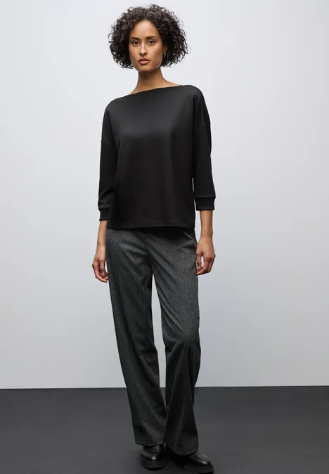 Shirt mit U-Boot-Ausschnitt Black