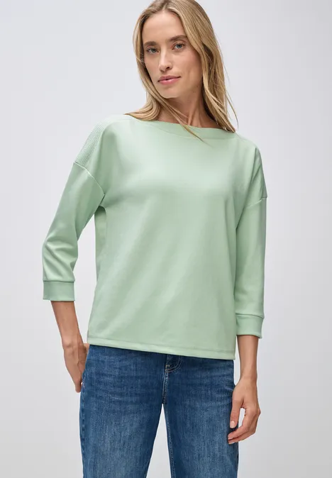 Shirt mit U-Boot-Ausschnitt serene green