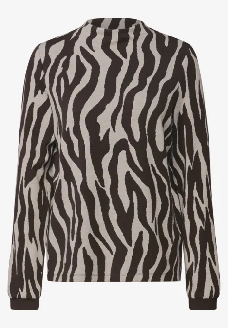 Shirt met zebraprint deep roast brown
