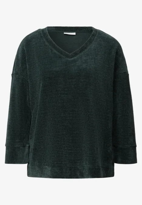 Kuscheliges V-Neck Shirt evernight green