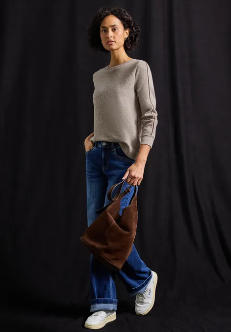 Shirt mit Tape Details silk brown mel.