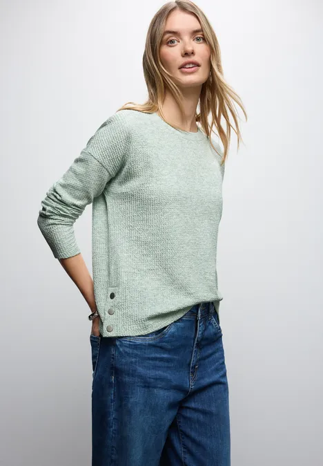 Strukturshirt mit Knöpfen serene green mel.