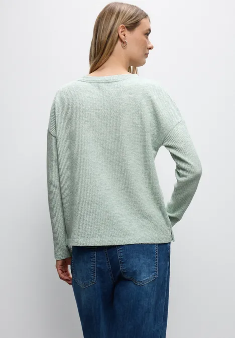 Strukturshirt mit Knöpfen serene green mel.