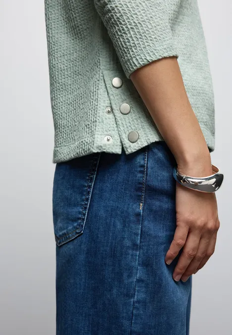 Strukturshirt mit Knöpfen serene green mel.