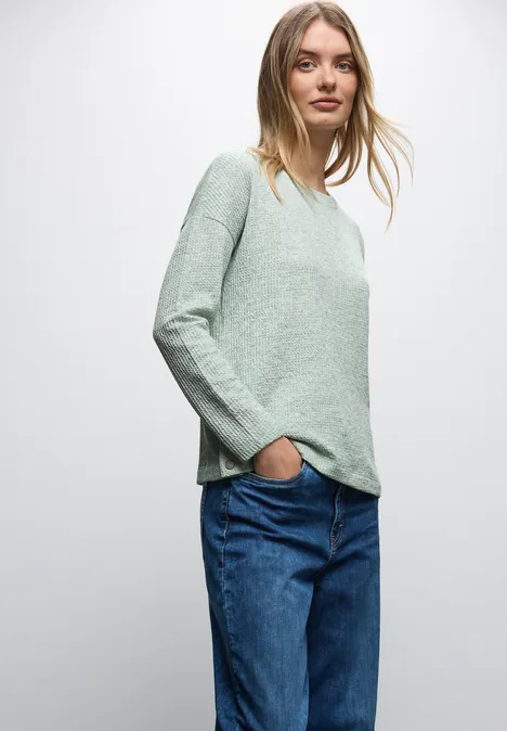 Strukturshirt mit Knöpfen serene green mel.