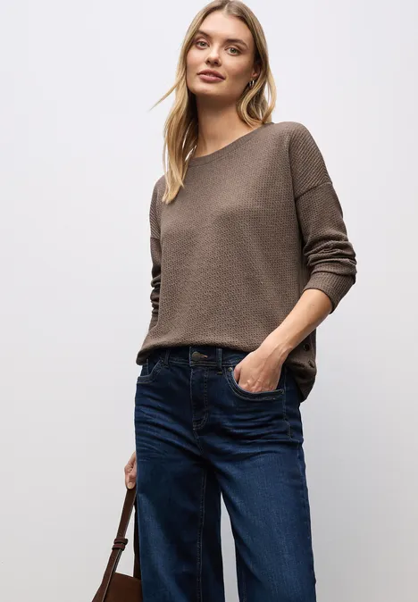 Strukturshirt mit Knöpfen silk brown mel.