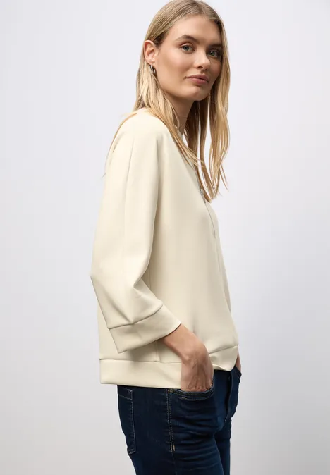 Silk-Look Shirt mit Zipper soft beige