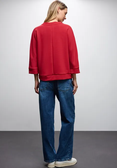 Silk-Look Shirt mit Zipper racing red