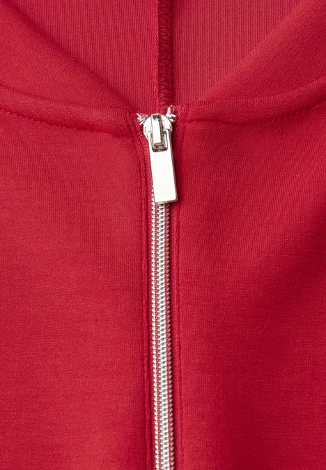 Silk-Look Shirt mit Zipper racing red