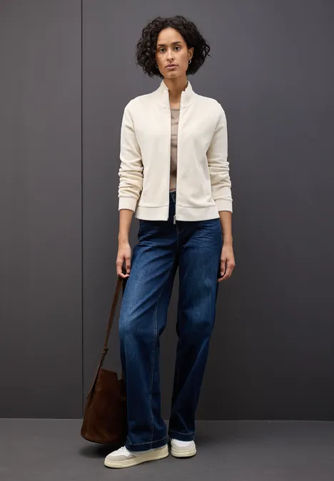 Cordjacke mit Zipper soft beige