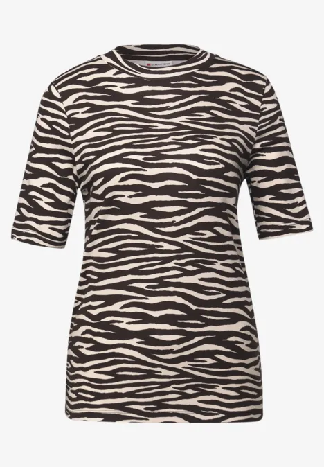 Shirt met zebraprint deep roast brown