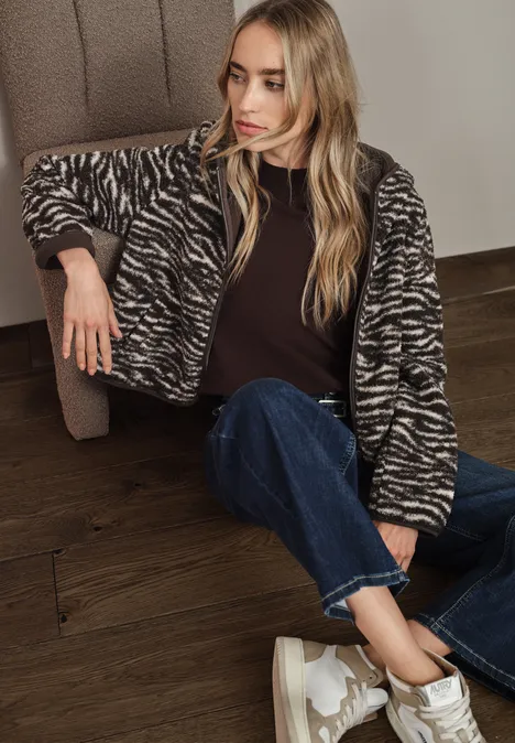 Teddy-Jacke mit Kapuze deep roast brown