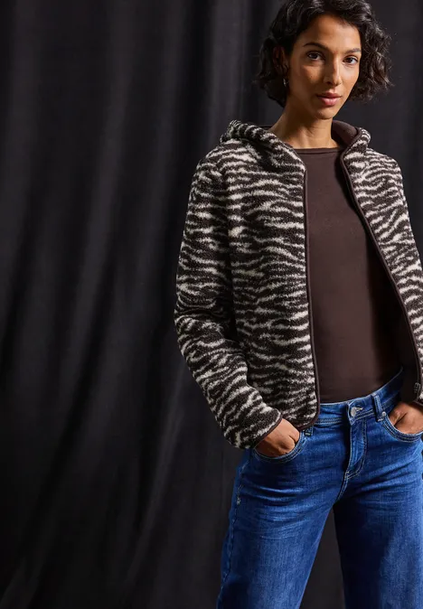 Teddy Jacke mit Kapuze deep roast brown