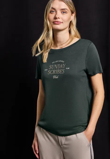 T-Shirt mit Wording evernight green