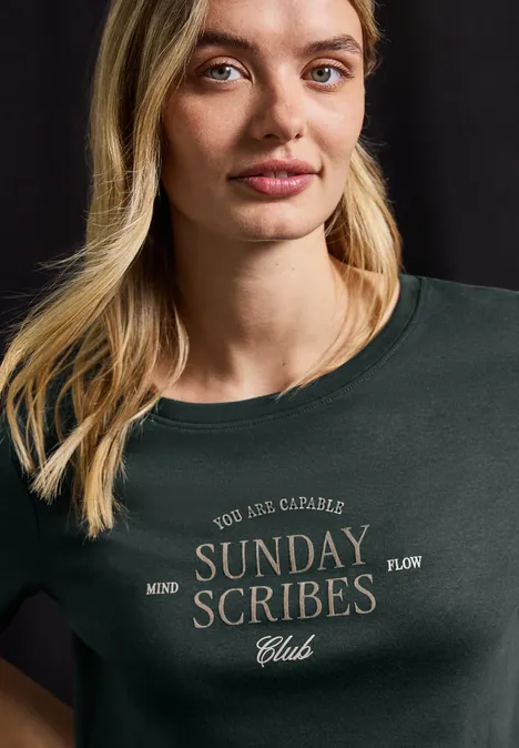 T-Shirt mit Wording evernight green