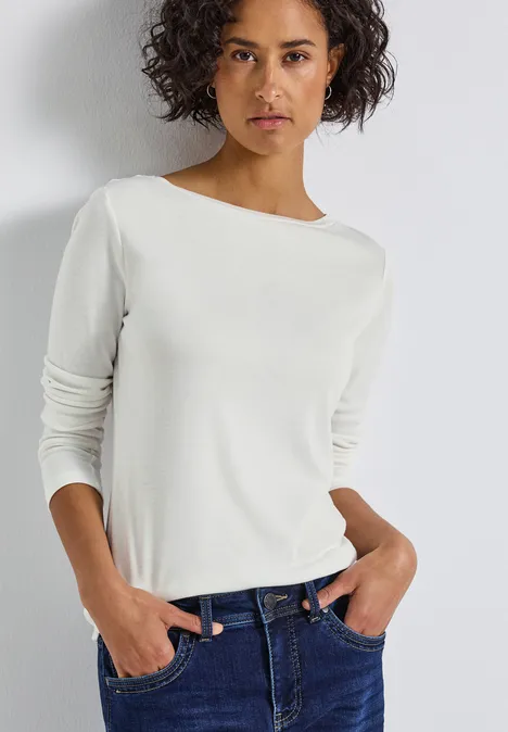 Basic Langarmshirt off white