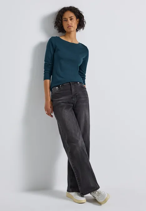 Basic Langarmshirt tide blue