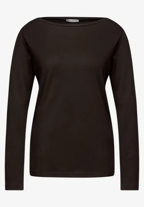 Basic Langarmshirt deep roast brown