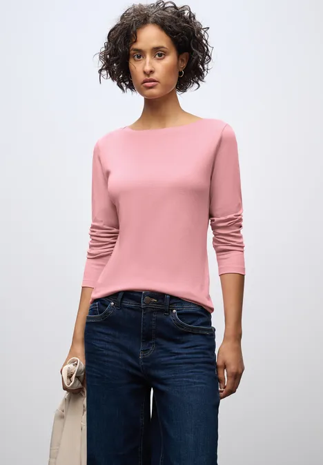 Basic Langarmshirt powder pink