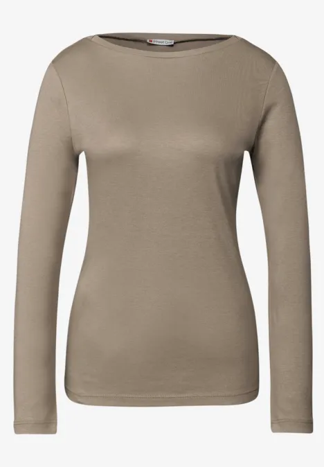 Basic Langarmshirt bark brown
