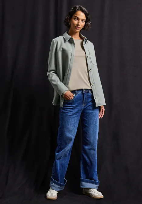 Basic Langarmshirt morning beige