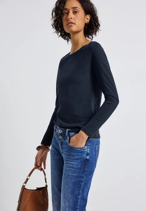 Basic Langarmshirt deep blue