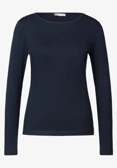 Basic Langarmshirt deep blue