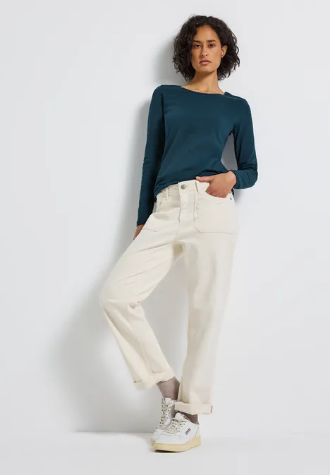 Basic Langarmshirt tide blue