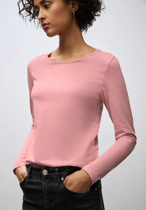 Basic Langarmshirt powder pink