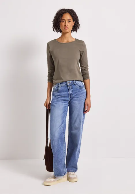 Basic Langarmshirt bark brown