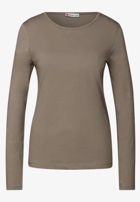 Basic shirt met lange mouwen bark brown