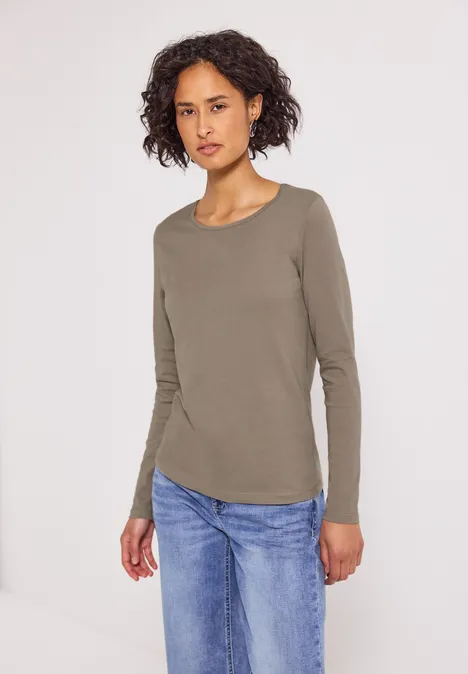 Basic Langarmshirt bark brown