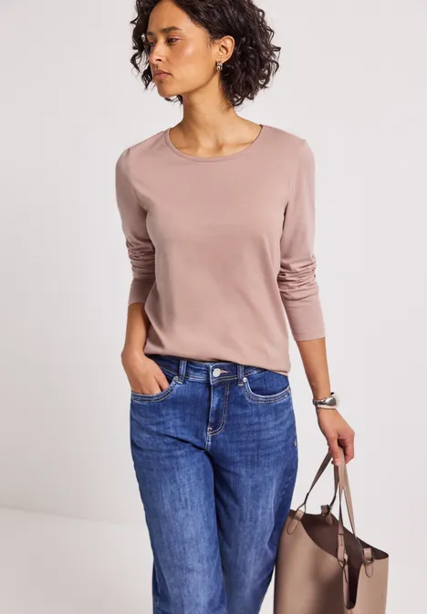 Basic Langarmshirt faded rose