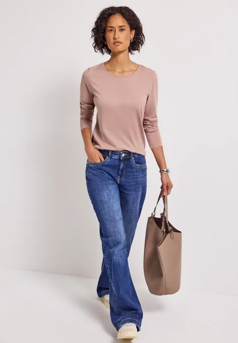 Basic Langarmshirt faded rose