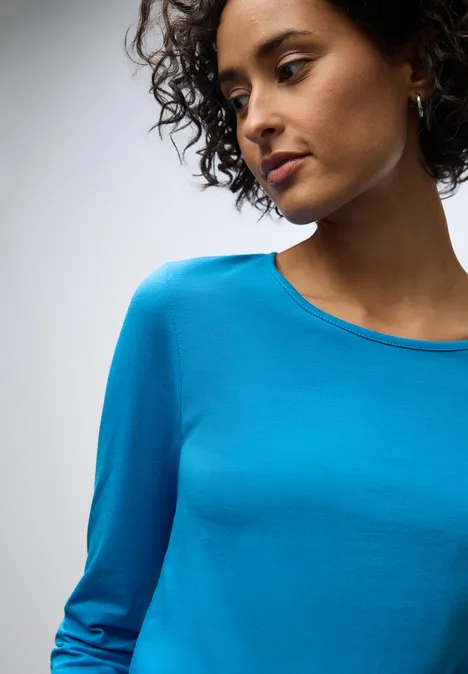 Basic Langarmshirt polaris blue