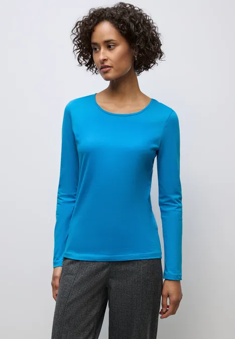 Basic Langarmshirt polaris blue
